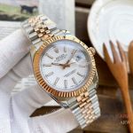 Best Replica Rolex DateJust Men Watches Two Tone Rose Gold White Face 40mm